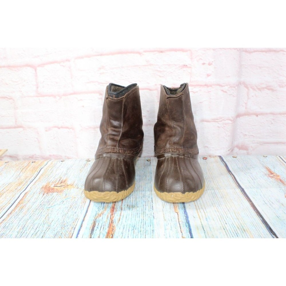 Sorel Brown Leather Wool Lined Chelsea Ankle Rubber Duck Boots Size US 8 - Picture 4 of 7